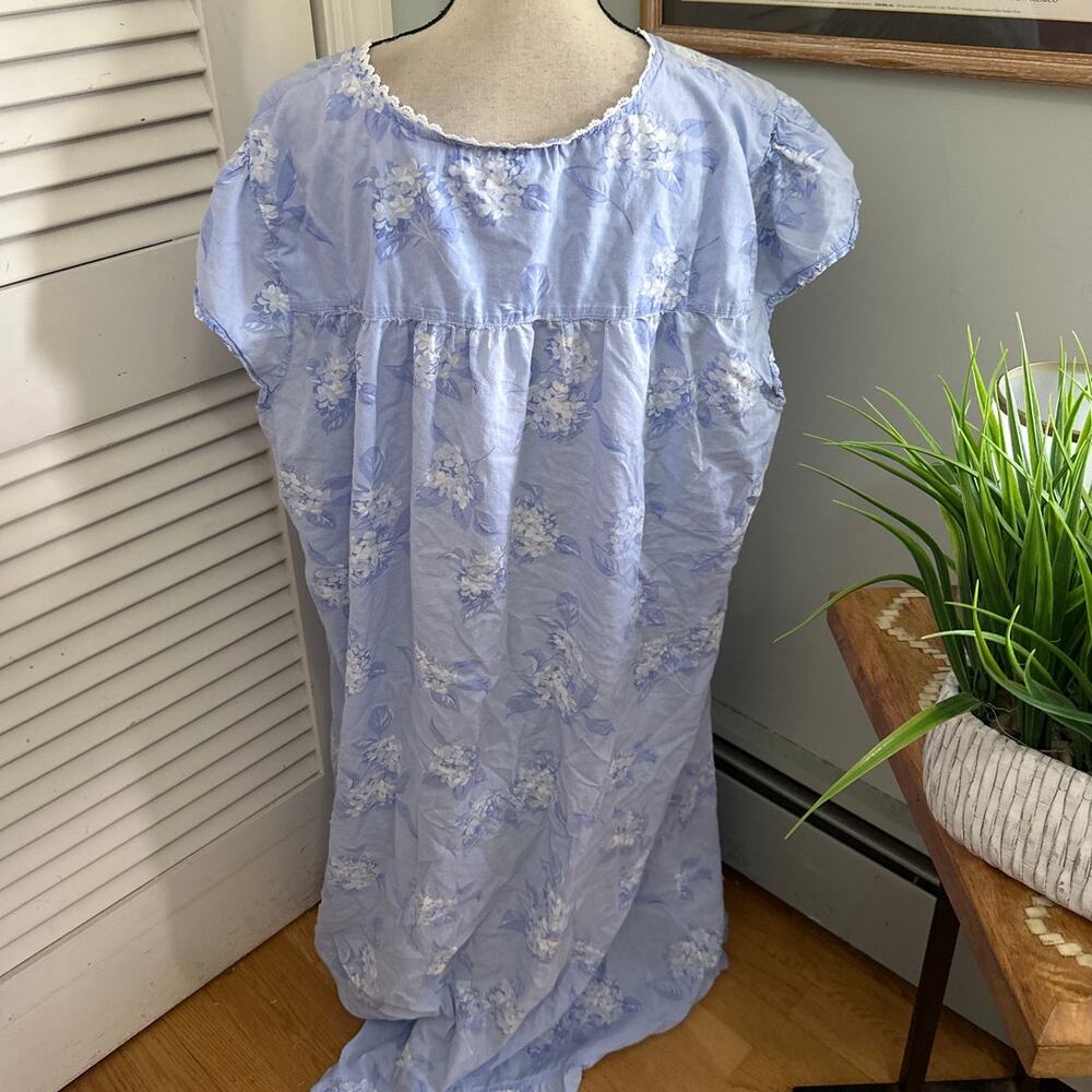 Eileen West Nightgown Womens 3X Blue Floral Maxi Dress Dainty Lace Trim Cottage - Picture 4 of 8